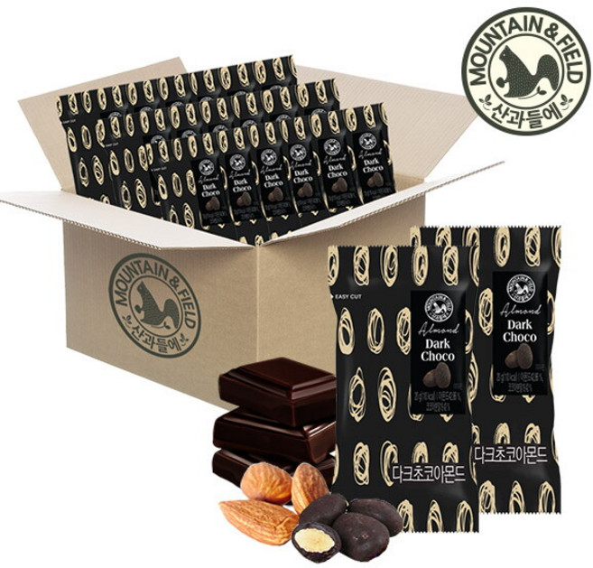 [산과들에] 다크초콜릿아몬드x100봉 /견과류 초코볼 간식, 100개, 20g