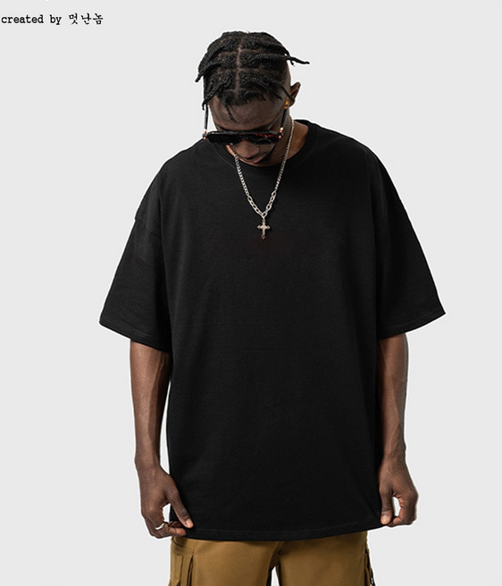 헤비코튼 남자 오버핏 반팔 반팔티 무지 티셔츠