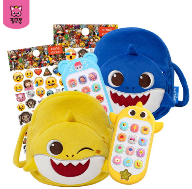 [핑크퐁] [단독상품] 아기상어 베스트 큐티 크로스+스마트폰+이모지스티커2 세트
