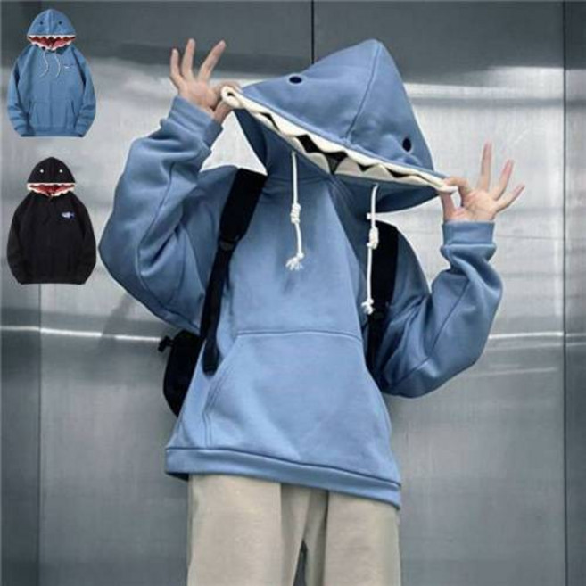 캐주얼 귀여운 상어 디자인 패선 후드 티셔츠