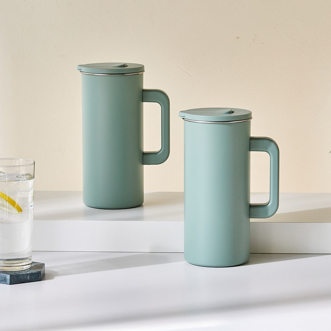 모던하우스 세척이 쉬운 스텐 304 냉장고 물병, 그린, 1.5L, 2개