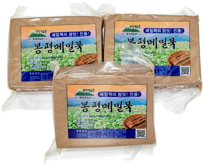 봉평 메밀묵 770g x 3팩 국내산 100% 메밀묵, 3개