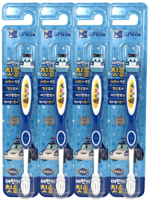 로보카폴리 어린이 피규어 키즈 칫솔 폴리 4개, 폴리