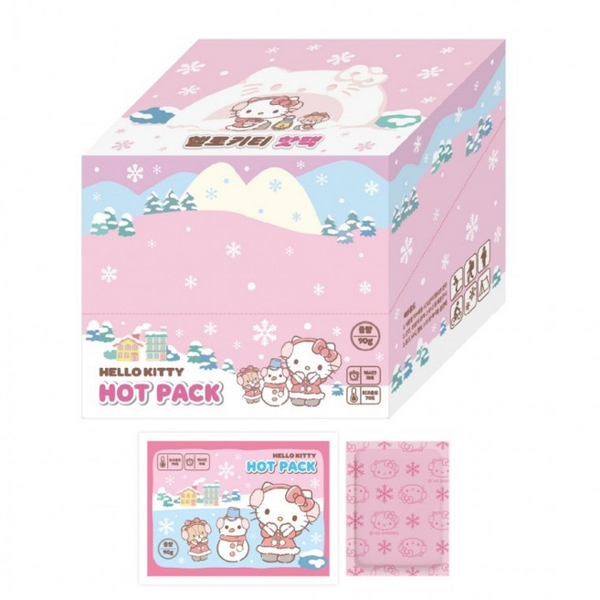 플유 산리오 캐릭터즈 핫팩 90g 헬로키티 1박스 20개입 국산 손난로핫팩 방한용품 캠핑 포켓용, 1개