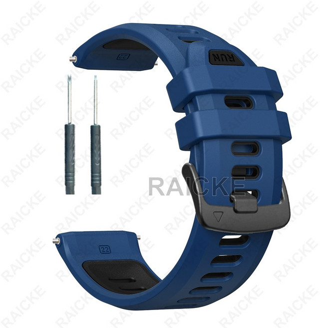 適用於 Garmin Forerunner 970/965/945/935 雙色透氣運動矽膠錶帶, 1個, 寶藍黑,Forerunner 955, 寶藍黑