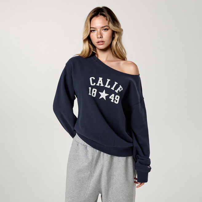 [후아유] 여성 칼리 로우 컷 루즈핏 스웨트 셔츠(맨투맨티셔츠) / WHMWG2291F