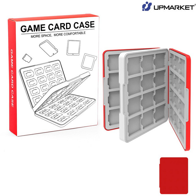 닌텐도 DS 3DS 게임 칩 케이스 카트리지 48개입 수납 마그넷, 레드, 1개