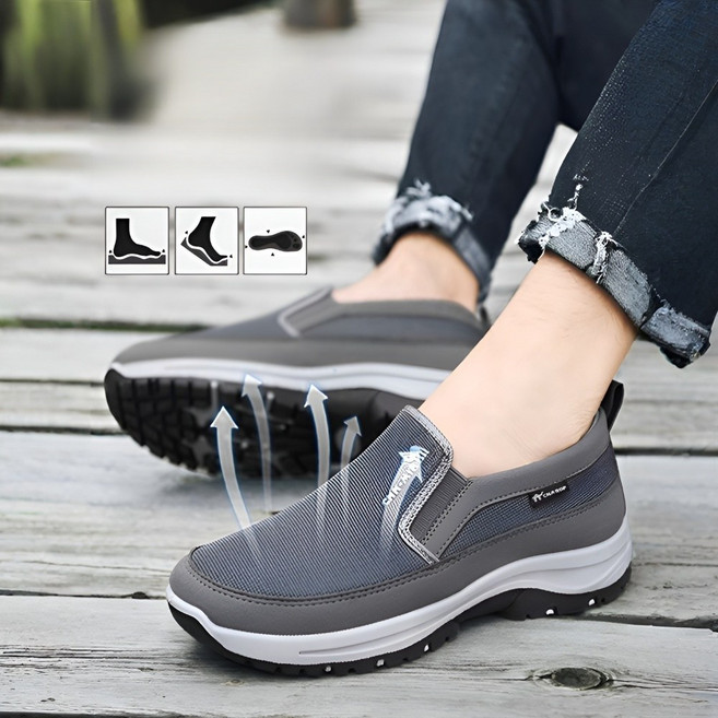 슬립온 미끄럼방지 소프트 밑창 남성 운동화 통기성 가벼운 등산 출퇴근