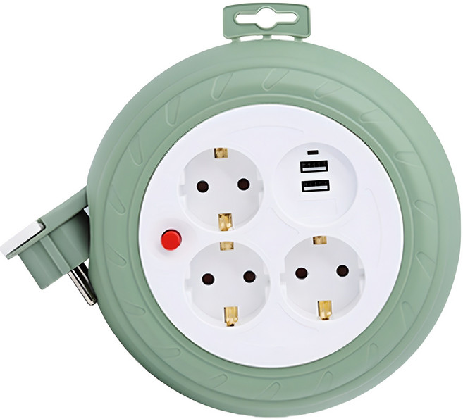 러그 원형 USB 멀티탭 3구 LUG-G03MU, 3m, 민트, 1개