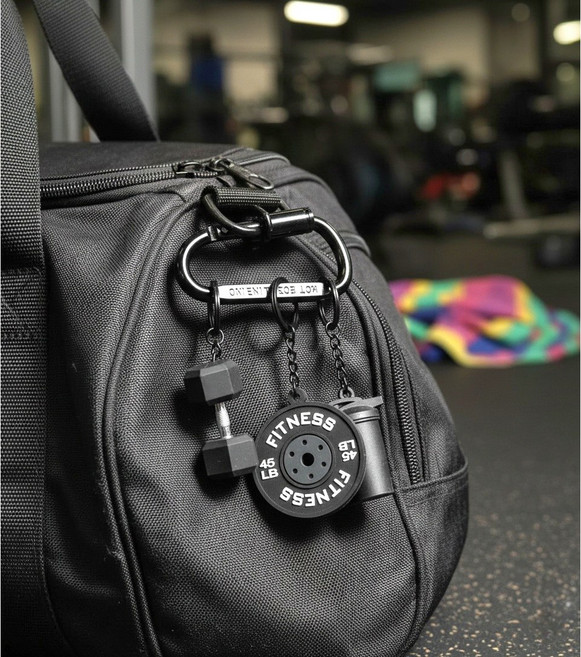 득근기원 헬스 3종 키링 아령 덤벨 원판 쉐이크 미니어처 스포츠 선물 크로스핏, 블랙