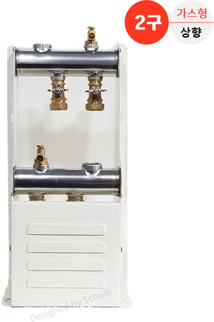 [완카바] 스텐 온수분배기 2구 나비핸들 가스형 (엑셀 12A / 15A 선택), 1개