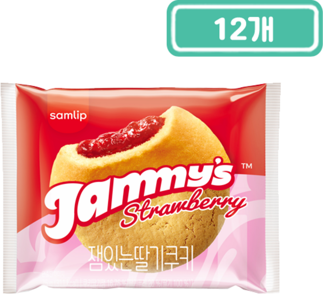 PB 삼립 잼있는 딸기맛 쿠키 75g, 12개