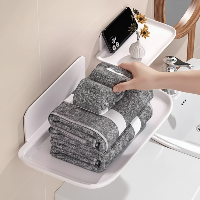 메종드닷 공간확장 무타공 욕실 접이식 선반, 1세트