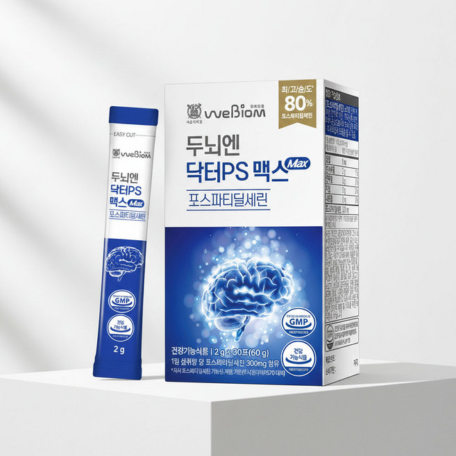 위바이옴 두뇌엔 닥터PS 맥스 순도80% 포스파티딜세린 기억력 개선 두뇌 뇌영양제 부모님선물, 60g, 1박스