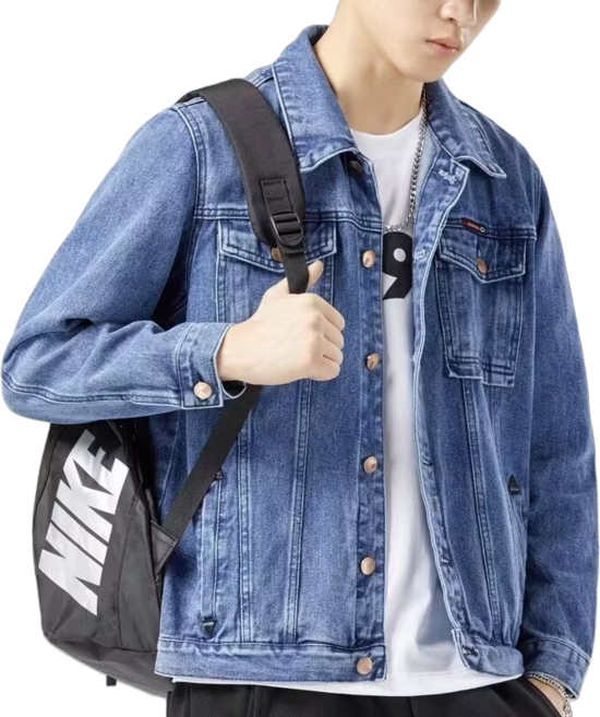 POMTOR 남성 봄 가을 청자켓 빅사이즈 스탠다드 패션 워싱 캐주얼 자켓 코트