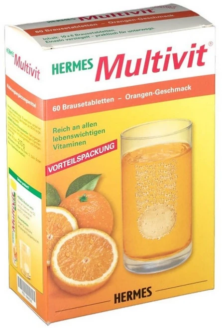 독일 HERMES Multivit 헤어메스 멀티 발포비타민 오렌지맛 60개입, 1개, 60정 - 쿠팡