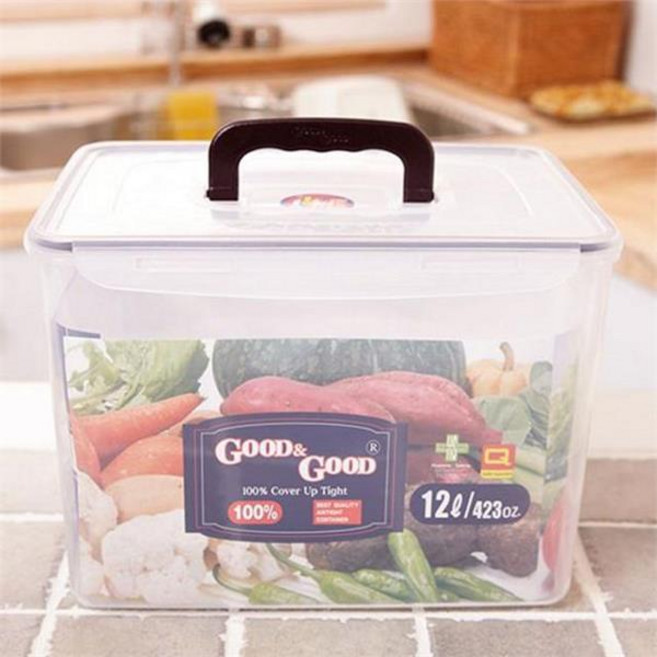 핸들 직사각 밀폐 용기 12L 다용도 주방 식품 대용량 직사각 밀폐 용기 보관 김치통 음식물 손잡이 김치