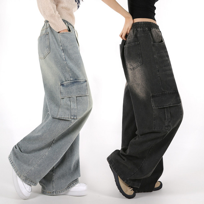 오버나인 여자 여성 벌룬 청바지 숏 롱 기장 키작녀 키큰녀 카고 와이드 데님 청바지 팬츠 바지 통바지