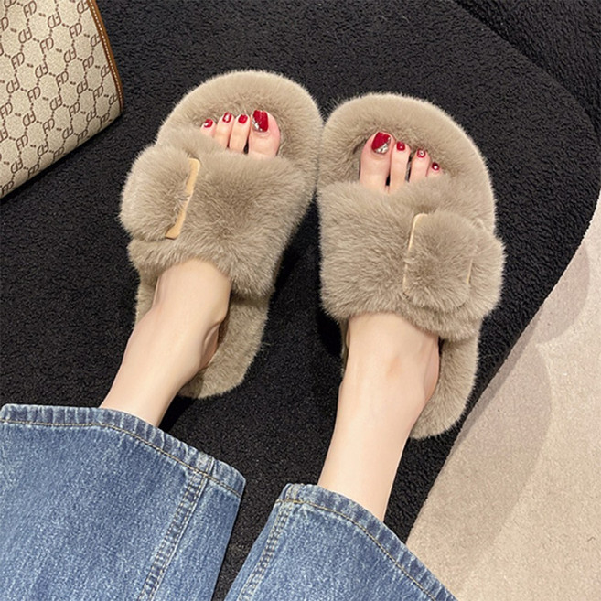 겨울 실내 밍크 털 퍼 키높이 3CM 슬리퍼 실내화