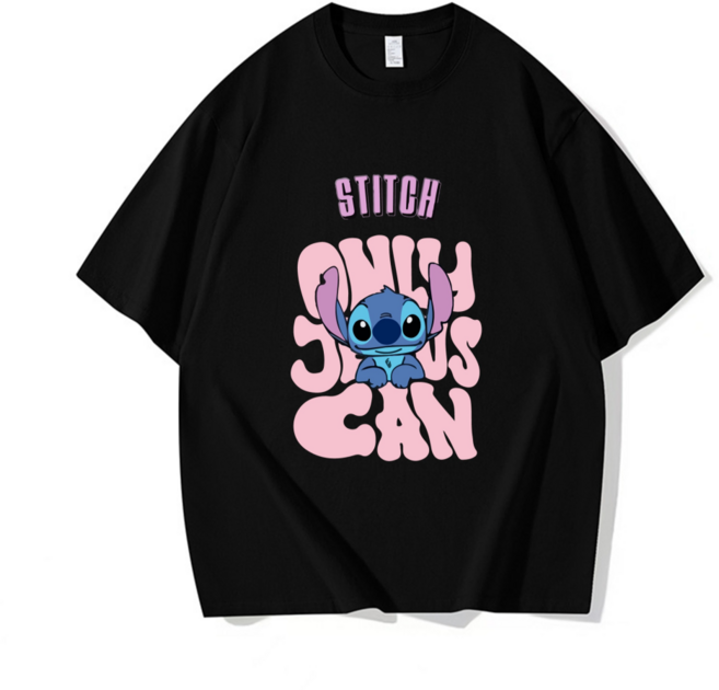 스티치 캐릭터 순면 반팔티 남여공용 오버핏반팔 박스티 커플티셔츠 에이비씨홈