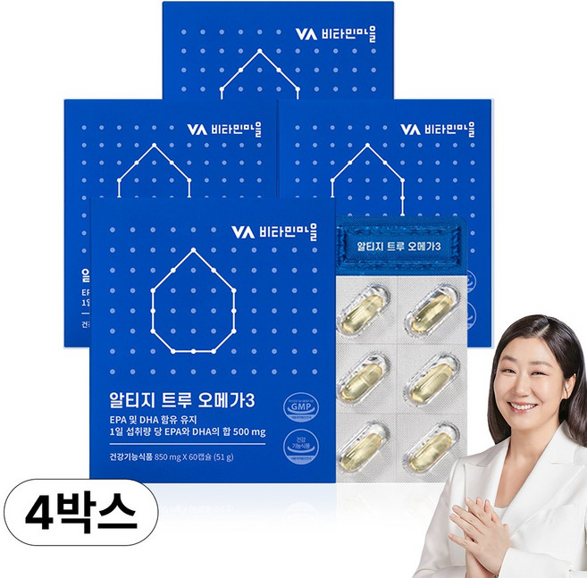 비타민마을 알티지 트루 오메가3, 60정, 4개