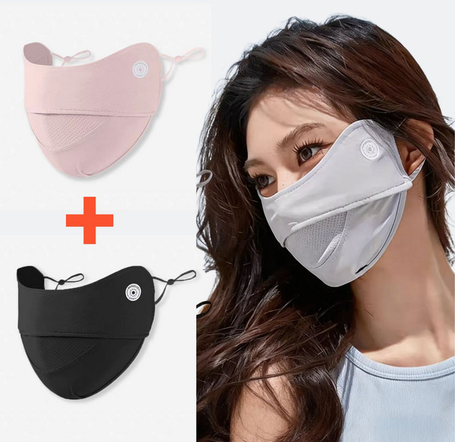 미블룸 여성 골프 자외선차단 쿨 마스크 1+1 세트, 1세트, 핑크+블랙