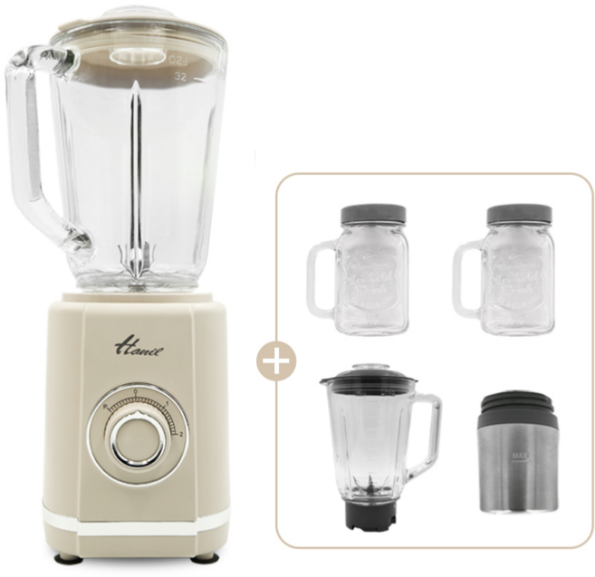 한일 올인원 블렌더믹서기 글라스 다용도 고속 믹서 분쇄기, 베이지