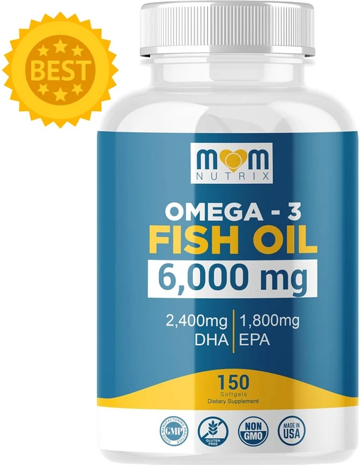 Omega 3 Fish Oil 6000 Mg 최대 EPA DHA 포함 - 뇌 간 심장 및 면역 지원 - Made in The USA - 150 소프트젤, 150정, 1개 - 쿠팡