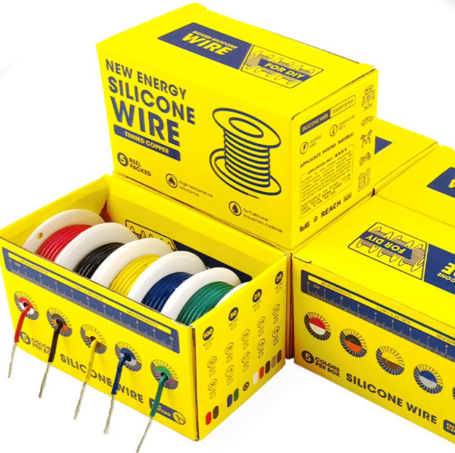 5색 DIY 전선케이블 실리콘 와이어 30/26/22/20/18/16AWG UL1007, 26AWG/50M/실리콘, 1개