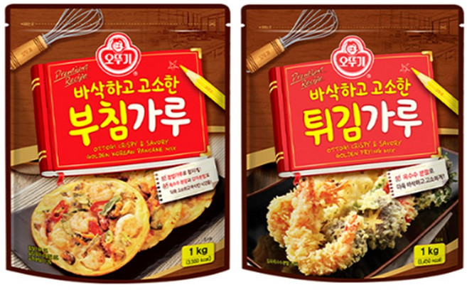 오뚜기 더 바삭 부침가루 1kg 1개 + 더 바삭 튀김가루1kg 1개
