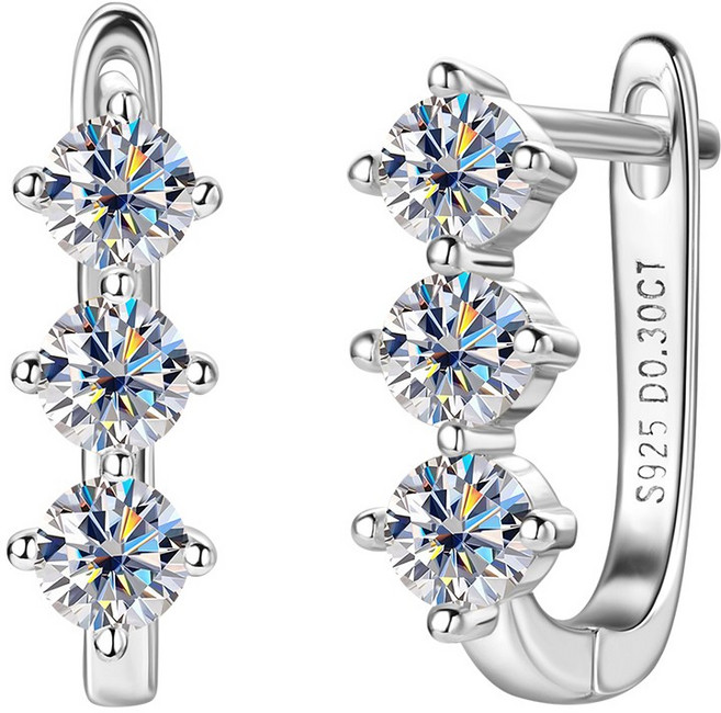 모이사나이트 925 순은 14K도금 귀걸이 여성 패션 정교함 U자형 귀걸이 주얼리 기념일 생일 선물 GRA보증서