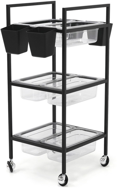 3단 웨곤 플러스 T-3002 미용실 시술 트레이 카트 정리대 완제품 롯드정리, T-3002(블랙)