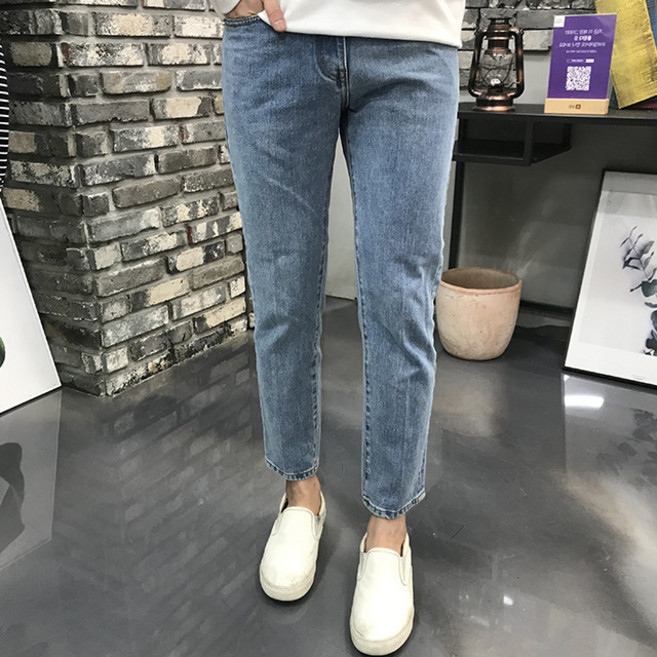 용된다 남자 빅사이즈 테이퍼드 워싱 일자 데님 청바지