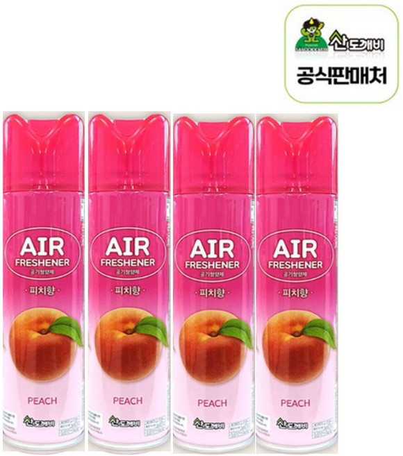 산도깨비 공기청향제 new 피치향 방향제, 300ml, 300g, 4개
