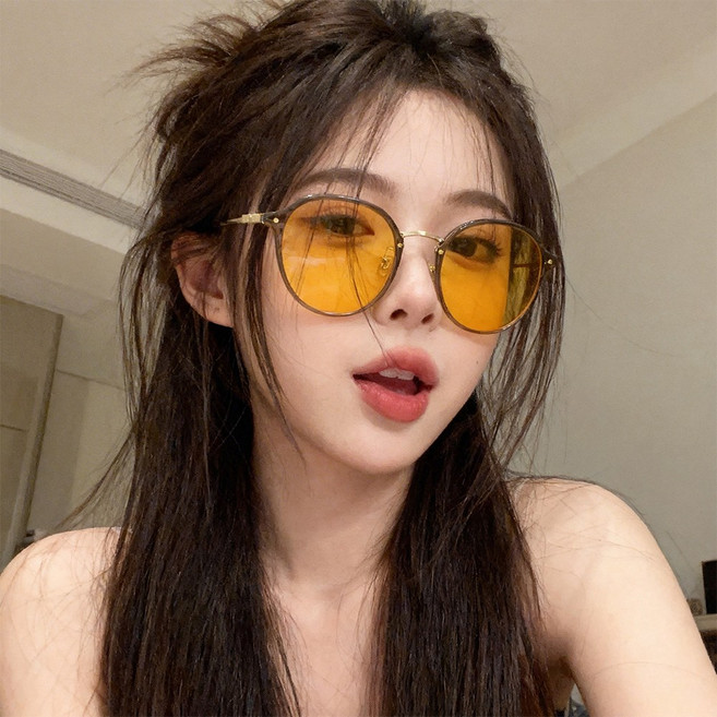 FEISEDY 블루라이트 차단 패션 안경 동그란 왕관테 가벼운 남녀공용 B1373