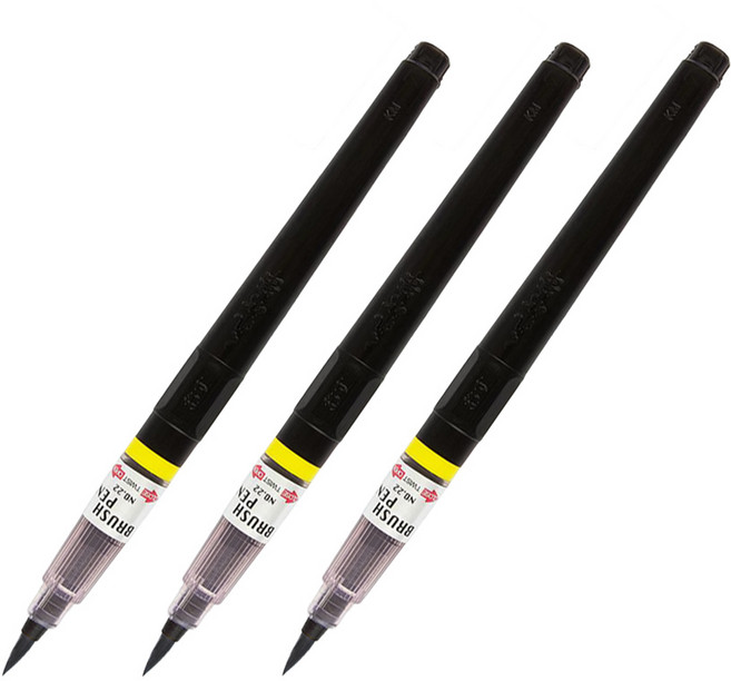 쿠레타케 붓펜 22호 중 CNDM150-22S, 블랙, 3개