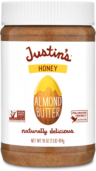 Justin's Honey Almond Butter No Stir Gluten-free Justin's Nut Butter Honey Almond Butter 16 Ounc, 1개, 453g