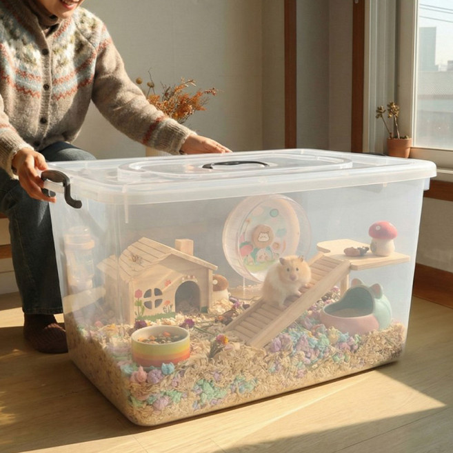 투명 리빙박스 대형 플라스틱 수납함 햄스터집 옷 이불 정리함 3size, 1개, 알브이 투명 리빙박스 (120L)