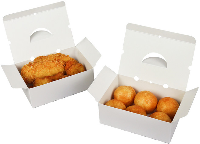 포담팩 리뷰 치즈볼 치즈스틱 배달튀김포장 직사각 사이드박스 백색 대, 400개, 화이트