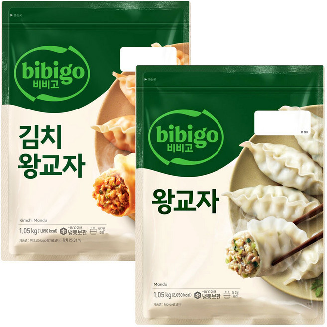 CJ 비비고 왕교자 1.05kg + 김치왕교자 1.05kg, 1세트, 2.1kg