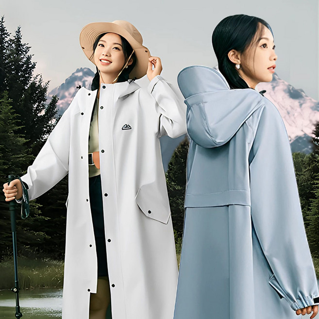 서준 남녀공용 고급 비옷 레인코트 우비 다회용, S, 라이트그레이