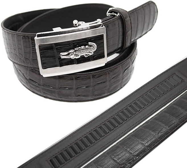 태국직수입 천연악어가죽 금장 악어벨트 블랙 MCBS7062BK
