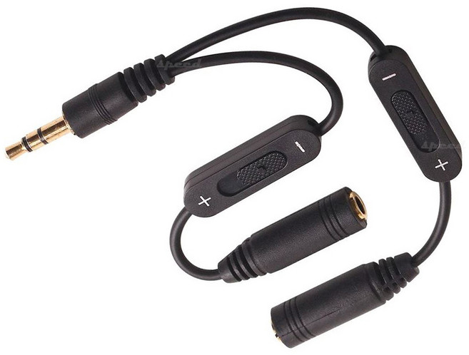 3.5 AUX 이어폰 분배기 연결 젠더 y잭 y젠더 케이블, 블랙-볼륨조절