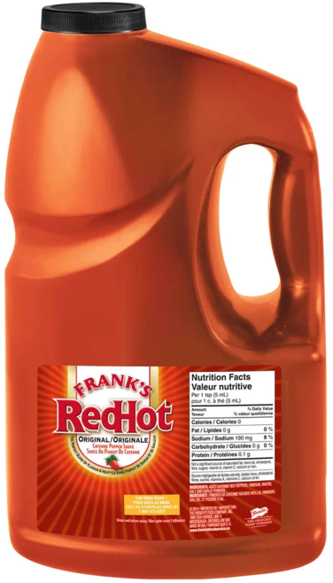 프랭크스 레드핫 카이엔 페퍼 소스 오리지널 글루텐 프리, 1개, 3.78L