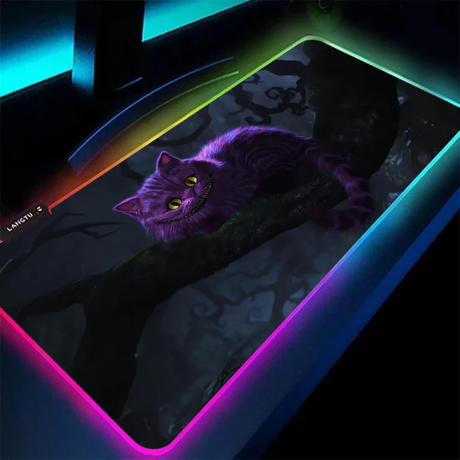 대형 마우스 패드 RGB 이상한 나라의 앨리스 노트북 PC 게이머 키보드 매트 XXL LED 엣지 화이트 고무 테이, 04 250x350x3mm, 01 TK-0000002666