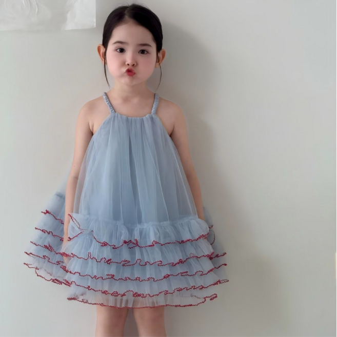 블루벨튤드레스 키즈 유아동 여아 샤 나시 공주 원피스 나들이 촬영룩