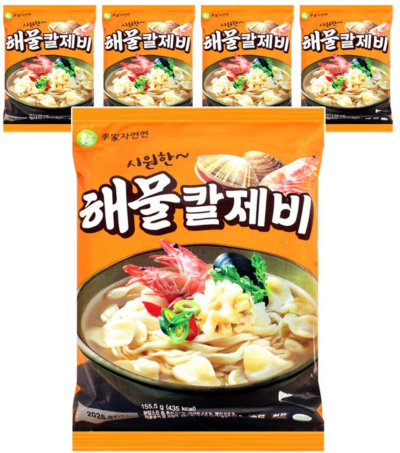 이가자연면 해물칼제비 수제비+칼국수, 155.5g, 5개