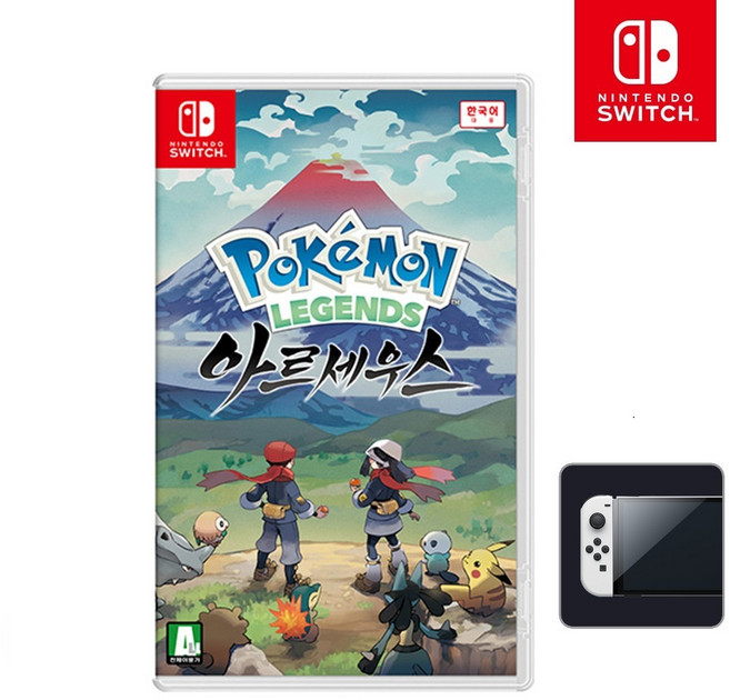 [공식판매처 에스엠퓨처스]닌텐도 스위치 포켓몬 레전드 아르세우스 + 스위치 OLED용 화면보호필름 패키지, 게임팩 아르세우스+OLED 필름