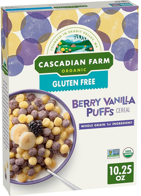 캐스캐디언 농장 유기농 베리 바닐라 퍼프 시리얼 글루텐 프리 10.25온스, Cascadian Farm 그래놀라 캐스캐디언 농장 베