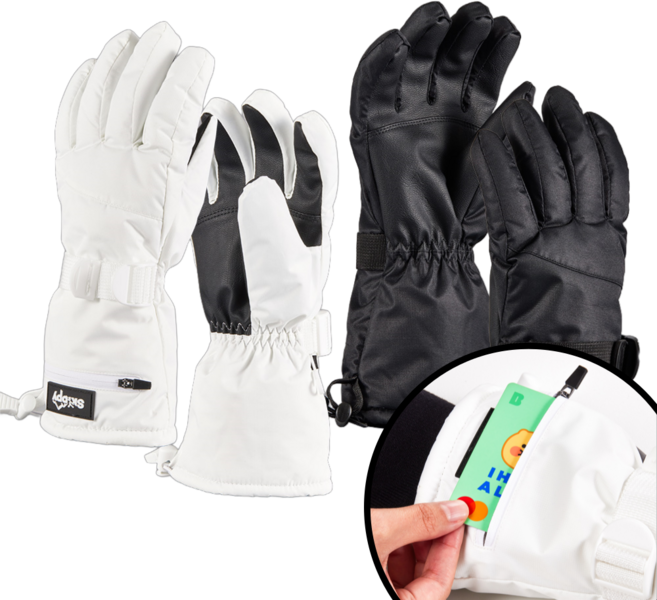 스키피 스키장갑 방수 터치 리프트권 수납 방한장갑 겨울장갑, S × 화이트 × 1개, 화이트, 1개